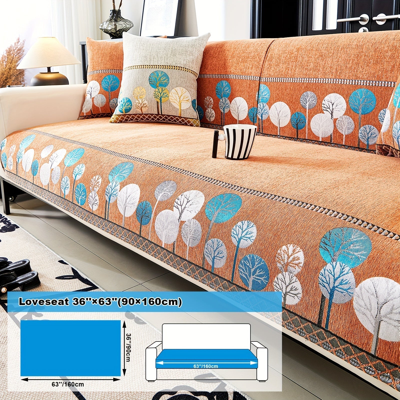 Capa de Sofá Chenille Estilo Boêmio 1pc, Capa para Sofá com Bordado Geométrico, Amigável para Cães, Protetor de Sofá Espesso e Macio, Capas Antiderrapantes para Almofadas, Protetor de Móveis, Decoração para Quarto Escritório Sala de Estar Casa, Melhore su