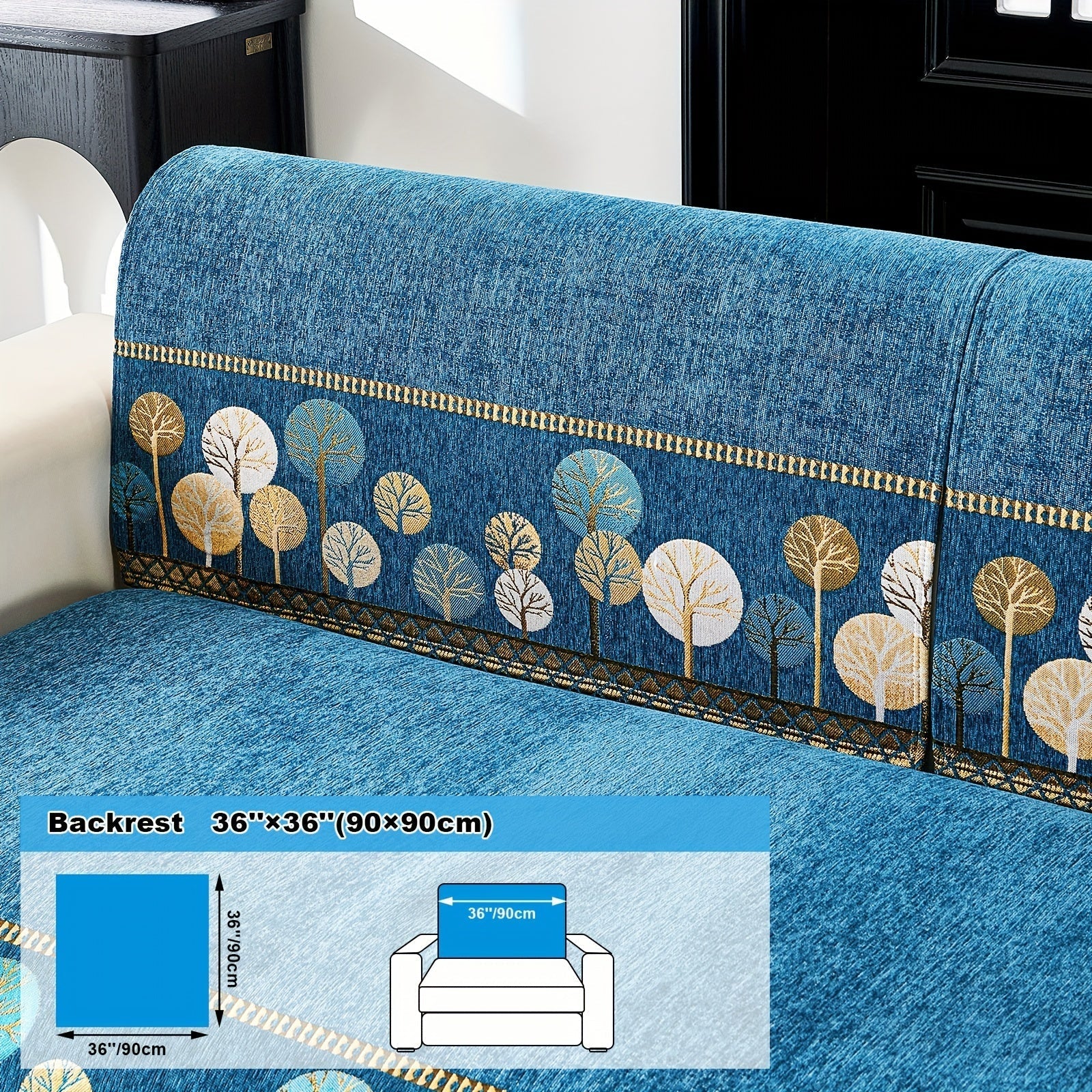 Capa de Sofá Chenille Estilo Boêmio 1pc, Capa para Sofá com Bordado Geométrico, Amigável para Cães, Protetor de Sofá Espesso e Macio, Capas Antiderrapantes para Almofadas, Protetor de Móveis, Decoração para Quarto Escritório Sala de Estar Casa, Melhore su